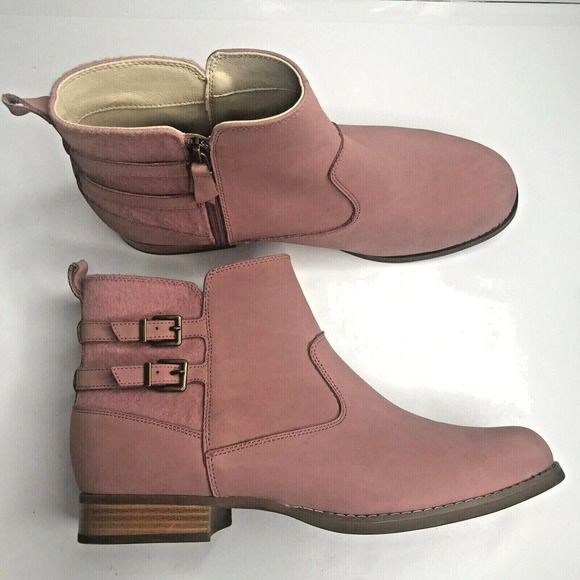 Spenco Shoes - Spenco Stowe Boot Womens 12 Blush Pink Bootie Leather Wool Side Zip NWOT
